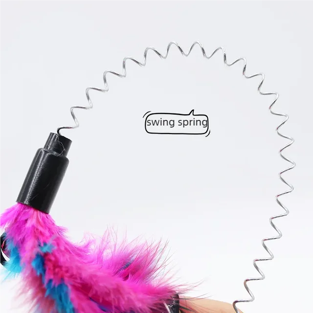 Swinging Spring Feather Cat Teaser with Suction Cup, Interactive Cat Toy with Sounding Bell, Teaser Wand Toys 4