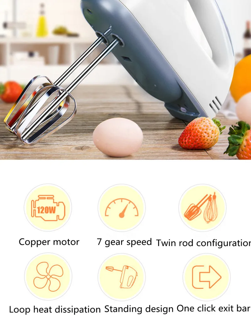 Description Picture 4 of itemEgg beater Household hand-held electric small baking cake cream mixer stainless steel egg beater