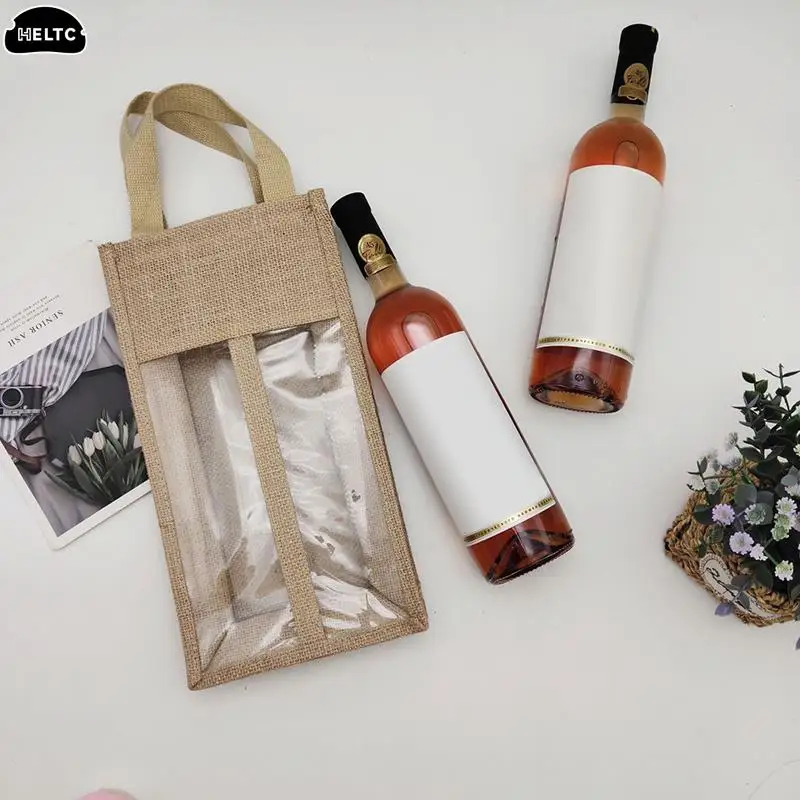 Jute Red Wine Bottle Bag Cover Reinforced Handle Wine Bottle Pouch  All-Purpose Red Wine Beer Bottle Packing Tote Bag - AliExpress