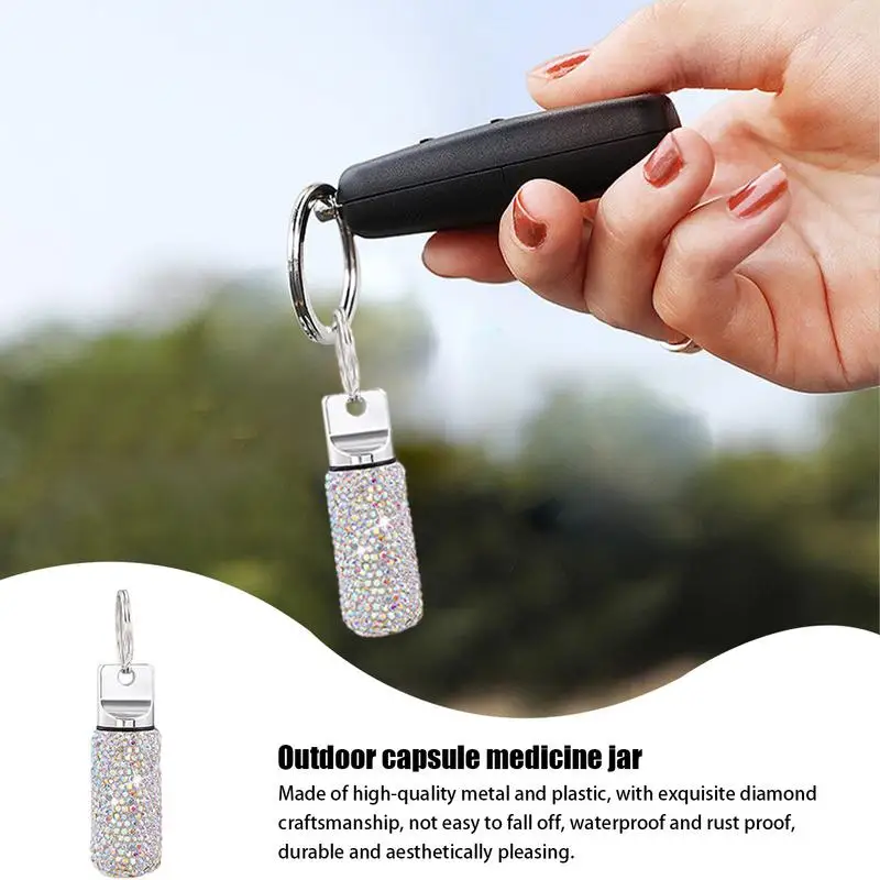 Keychain Pill Holder Mini Pocket Pill Case Travel Container Pocket Case Metal Travel Organizer