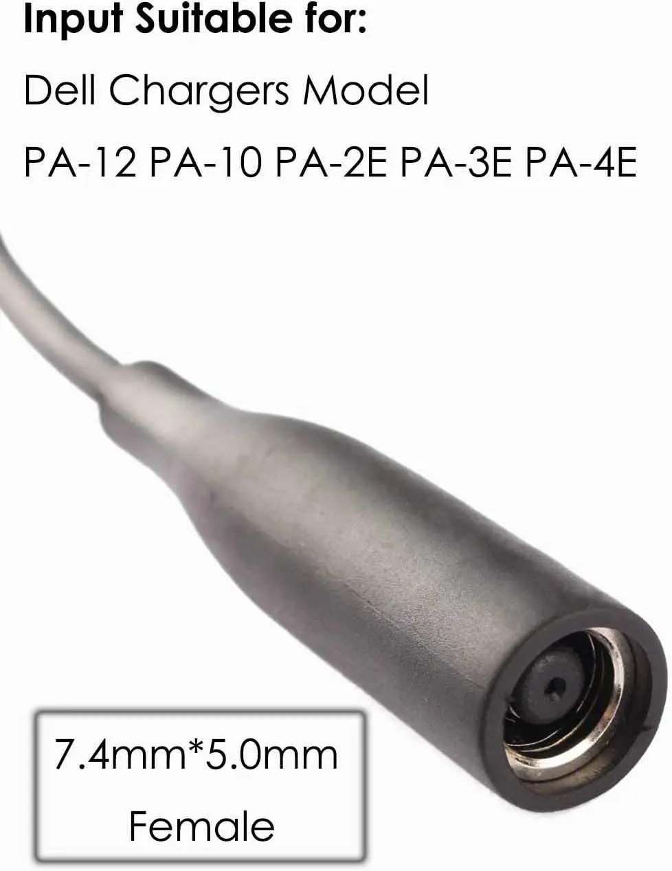 2pack Adapter Converter Cable 7.4 to 4.5mm for Dell Laptop Power Supply 30w 40w 45w 65w 90w 120w D5g6m 0d5g6m M3800 XPS 12 13
