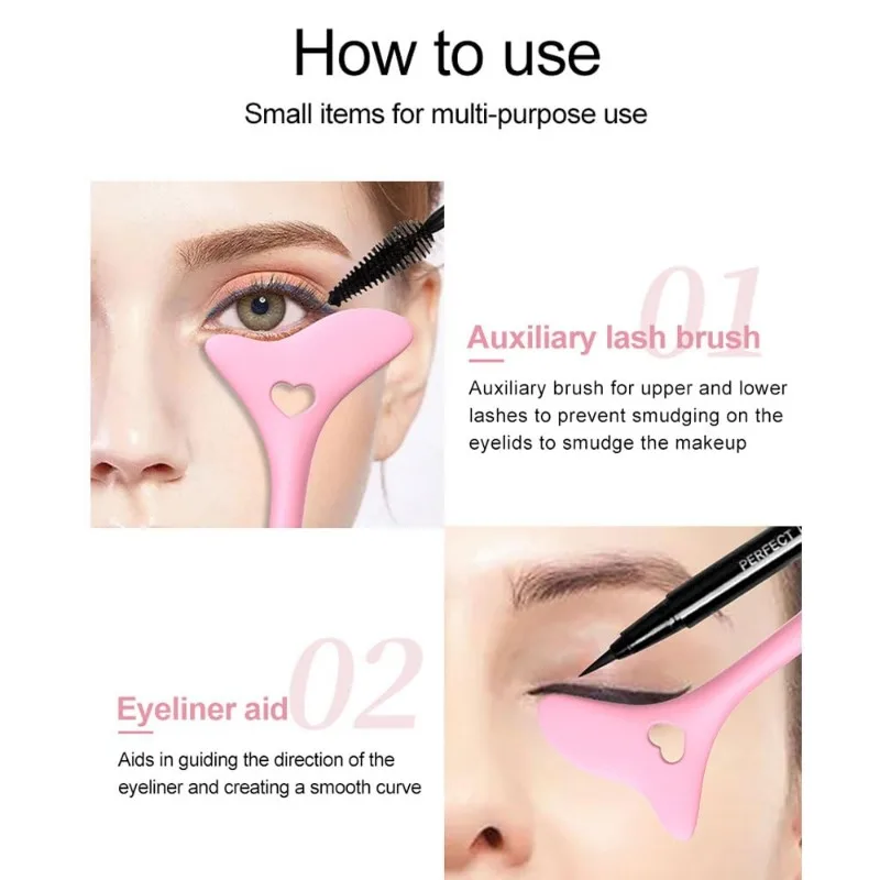 Winged Eyeliner Stencil Mascara Shield Applicator Set Resusable Silicone Eyeliner Guide Tool for Eye Makeup 2Pcs Set