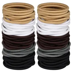 Mixed Color No - Damage Elastic Hair Ties - Bulk Pack of 10/50, - 10pcs (White)