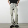 Male Japan Korea Style Vintage Denim Trousers Pant Men High Street Hip Hop Casual Hole Small Flare Jeans Pant 4