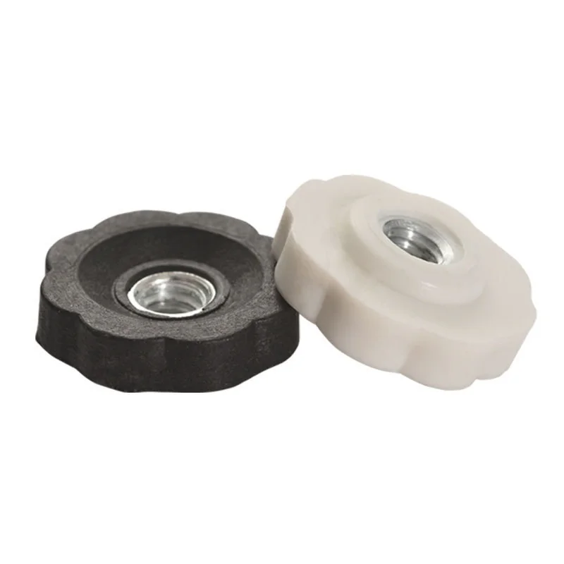 M4 Plastic Adhesive Head Straight Grain/Patterned Through-Hole Manual Adjustment Knob Nut