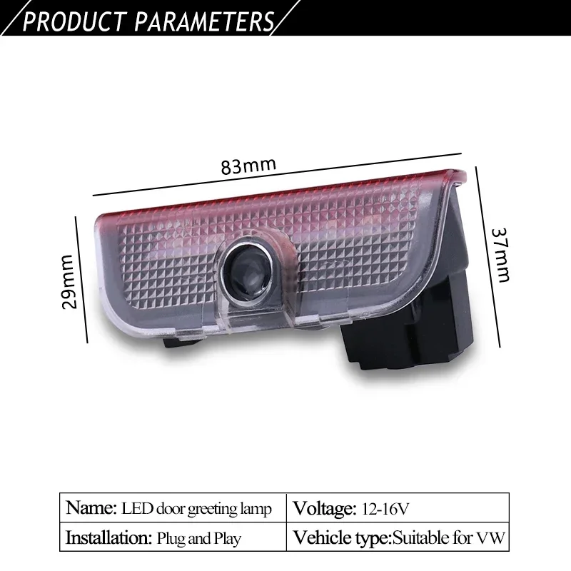 LED 자동차 문짝 프로젝터 장식 램프, 환영 조명, T-ROC 2014-2023 자동차 장식 액세서리, 2 개