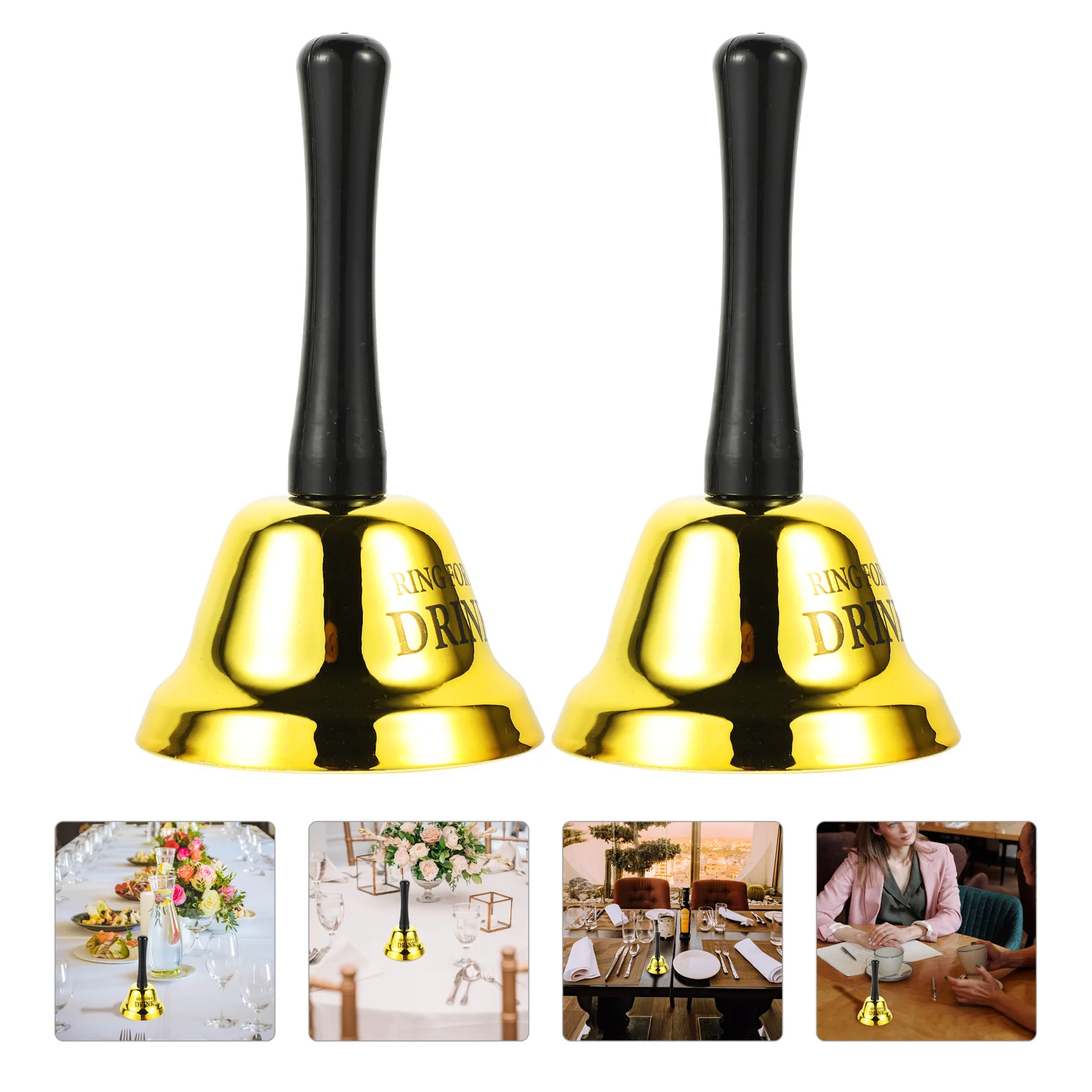 

2 Pcs Bar Bell for Bachelor Party Hand Bells Restaurant Dining Table Metal Pantry