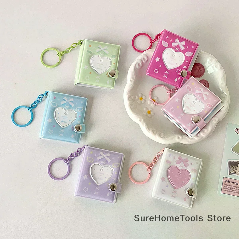 Pockets Portable Keychain Jewelry Photos Holder 1/2 Inch Mini Photo Albums For Photos Cards Small Album Book Photocard Holder