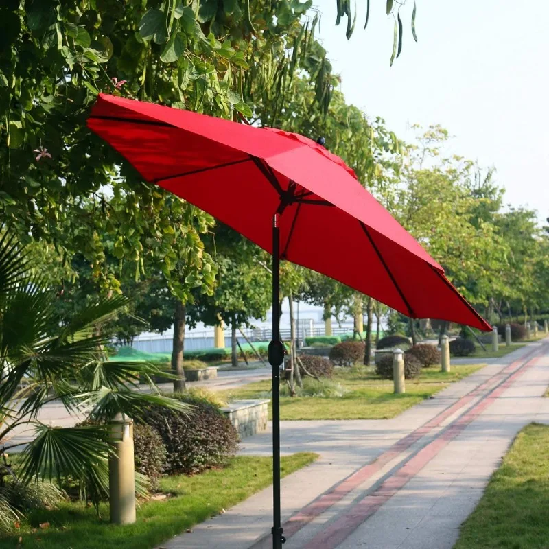 9Ft Patio Umbrella Outdoor Table Umbrella with 8 Sturdy Ribs (Tan)