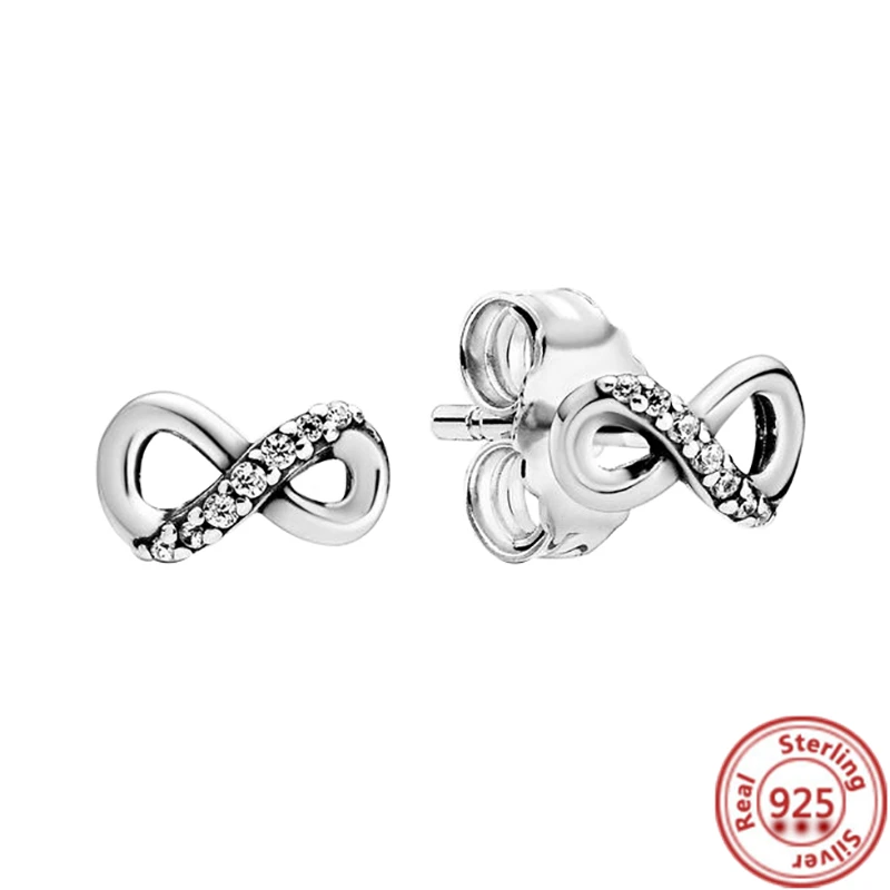 925 Sterling Silver Earring Feather Flowers Heart Pav&eacute; Infinite Shine Earrings For Women Gift silver earrings