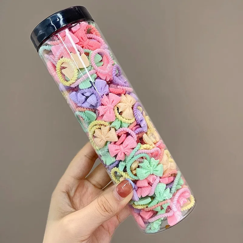 80PCS/40PCS/Bottle Elastic Hair Bands Girls Baby Hair Accessories Child Hair Ring Head Rope Scrunchies Headwear 1 or 2 Bottles 5