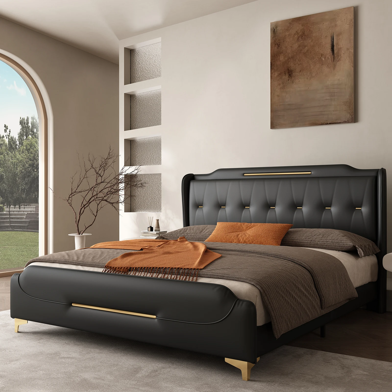Queen Gold Accent Bed 2