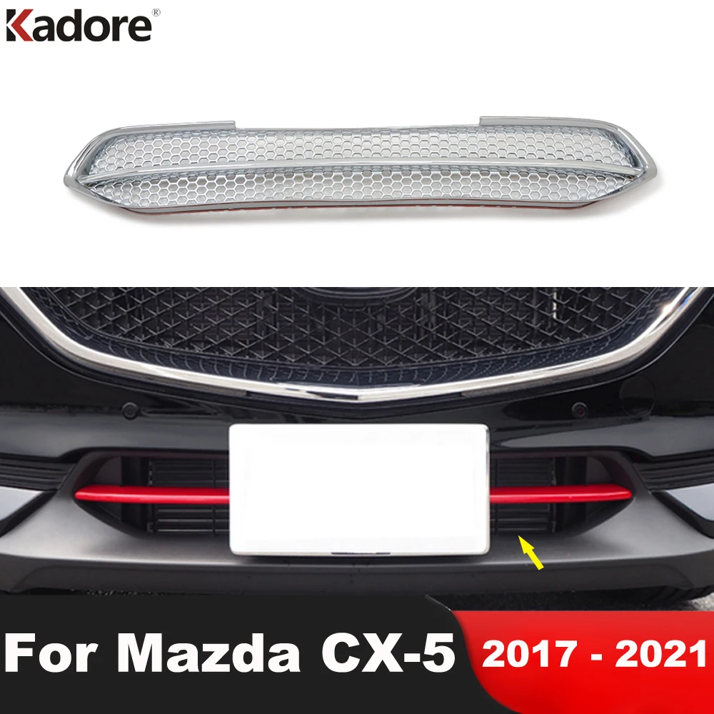 

Front Bottom Grille Grills Cover Trim For Mazda CX5 CX-5 2017 2018 2019 2020 2021 Chrome Mesh Grid Molding Trims Car Accessories
