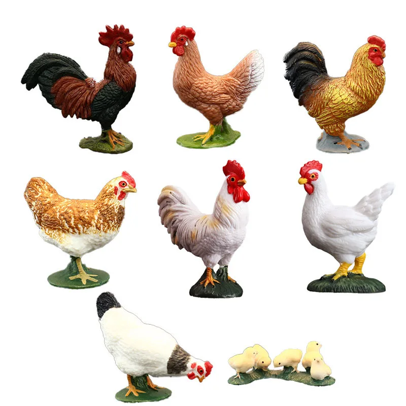 Cofre cockfighting modelo preto branco frango brinquedo emulação imagem  estatueta em miniatura cognitivo jogo aves decoração em miniatura -  AliExpress