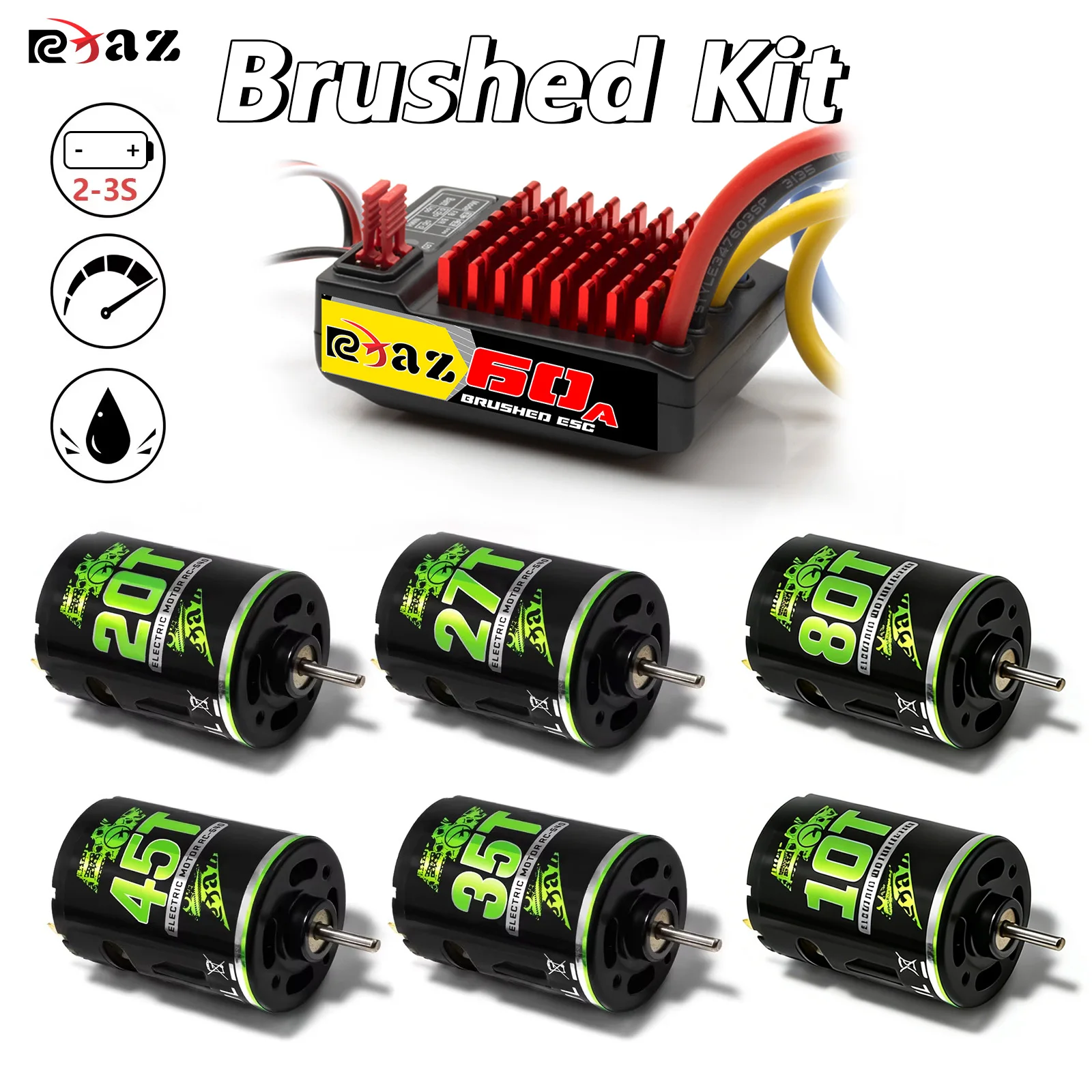High-Performance Brushed Kit: 540 Motor with 60A ESC for Off-Road RC Cars