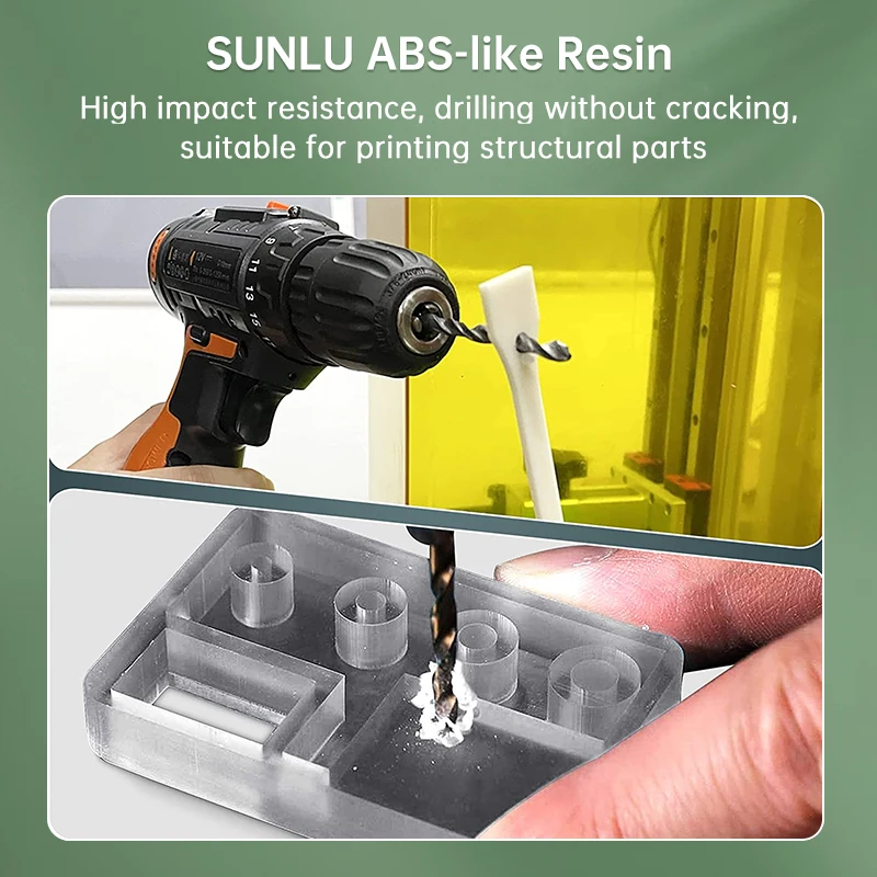 SUNLU resina ABS para impresora 3D, fotopolímero estándar de curado UV de 1KG, 405 nm, resina rápida para materiales de impresión LCD/DLP/SLA