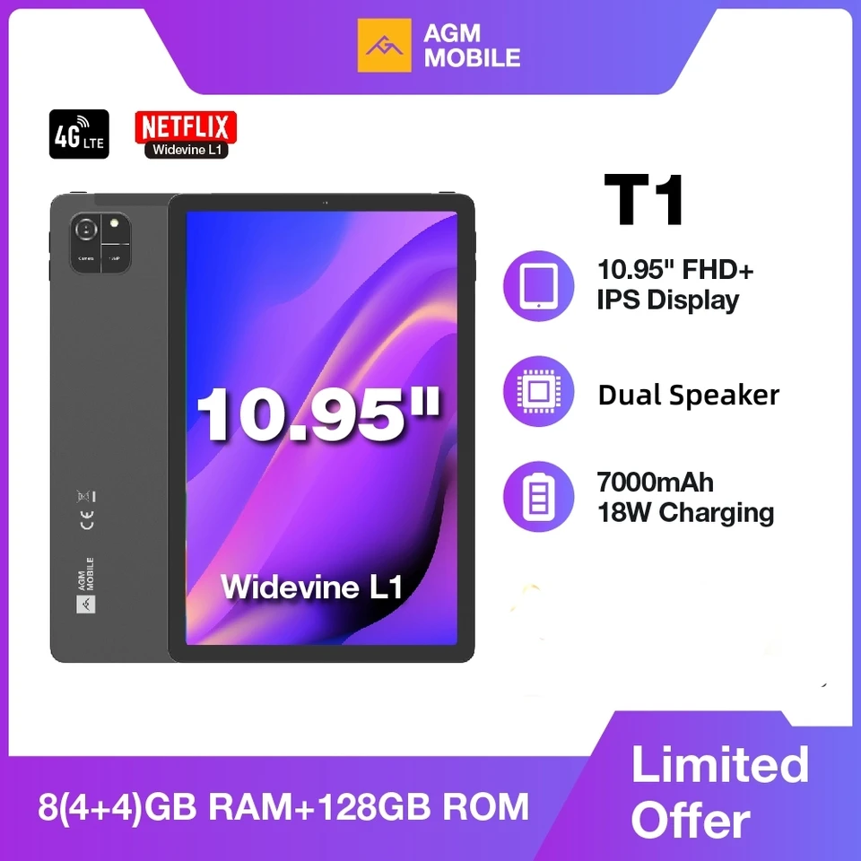 AGM PAD T1 Tablet 10.95 inch 1200*1920 FHD+ Screen 8（4+4）GB RAM