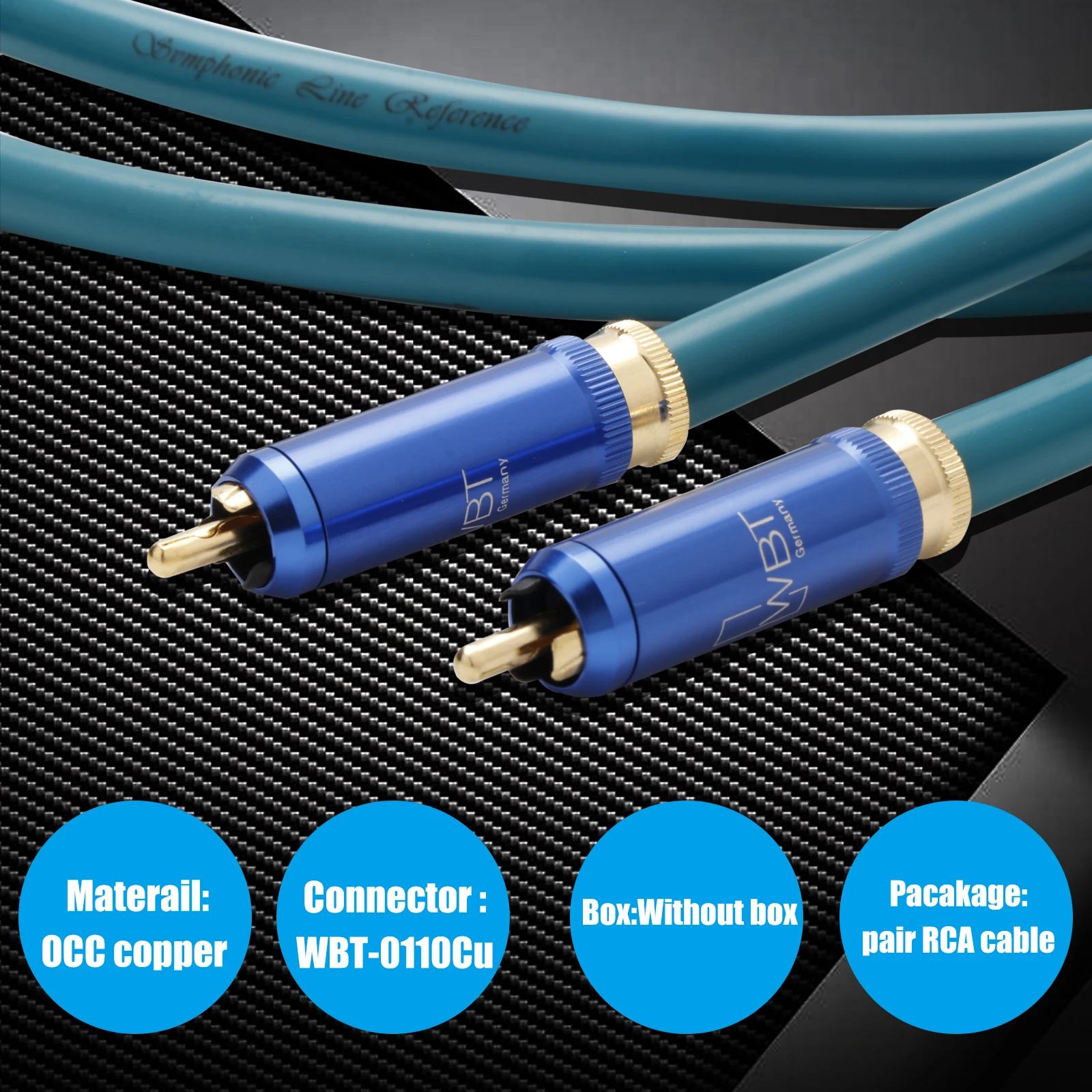 

Pair Symphonic Line Reference HD Interconnect Cable Audio RCA Cable with WBT-0110Cu Connection Plugs