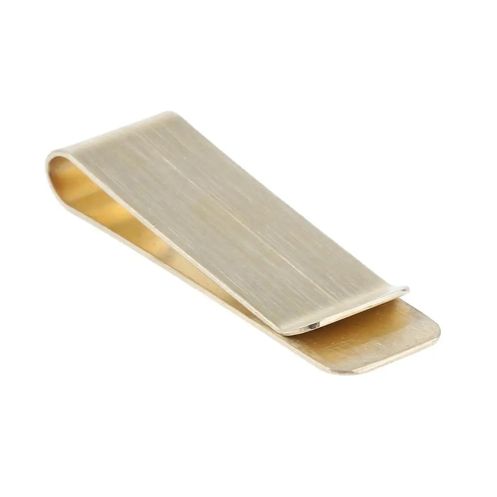 Gold Brass Mens Fashion Money Clip Purse Wallet Card Holder