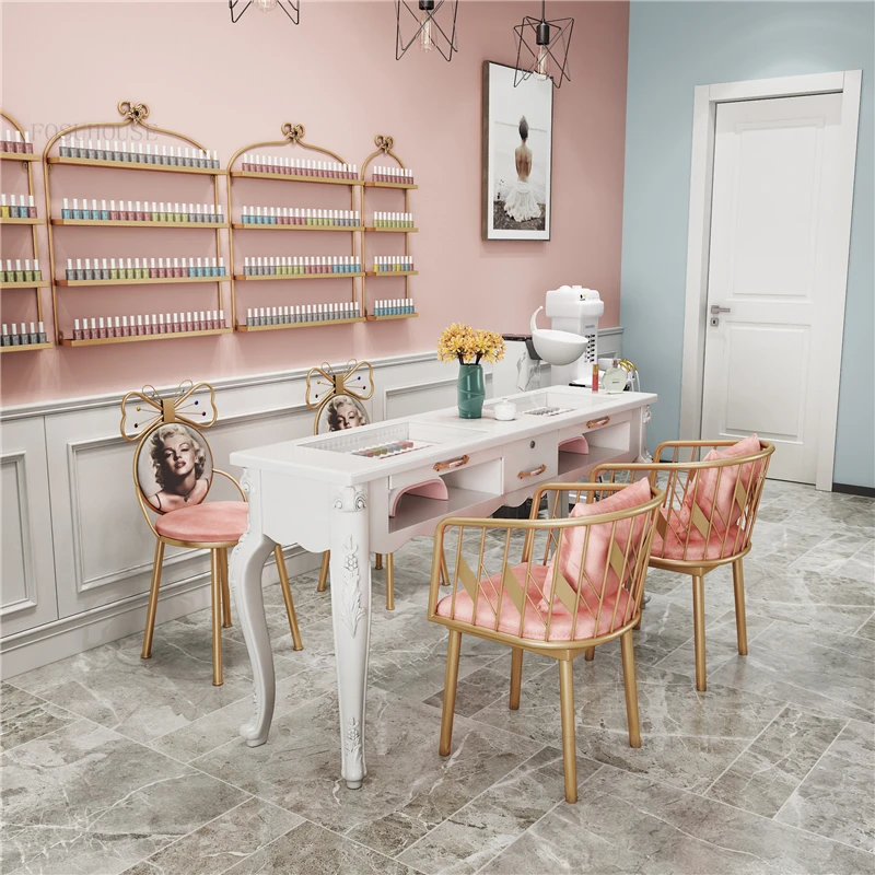 European Style Bedroom Nail Tables Fashion Simple Salon Furniture Manicure Table Luxury Home Commercial Nail Table with Drawer
