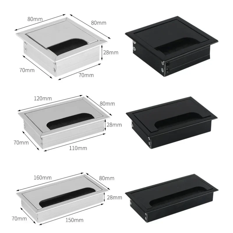 Aluminum Alloy Table Line Hole Cover Desk Outlet Desktop Hole Wire Decoration Cover Rectangular Threading Box Furniture Hardware