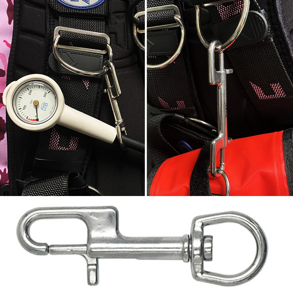 Quickdraw Stainless Steel Diving Hook Single/Double Swivel Hooks Scuba Camping Diving Pets Haulage String Hook Pool Accessories 3