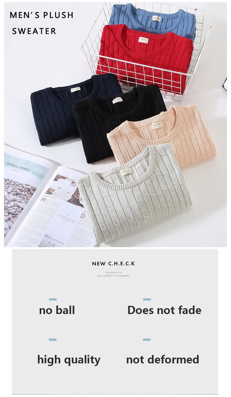 Description Picture 3 of item100% Cotton Sweater Men's High-quality Autumn Warm Knitted Fit Casual Jumpers Male Winter Korean Reviews Many Clothes