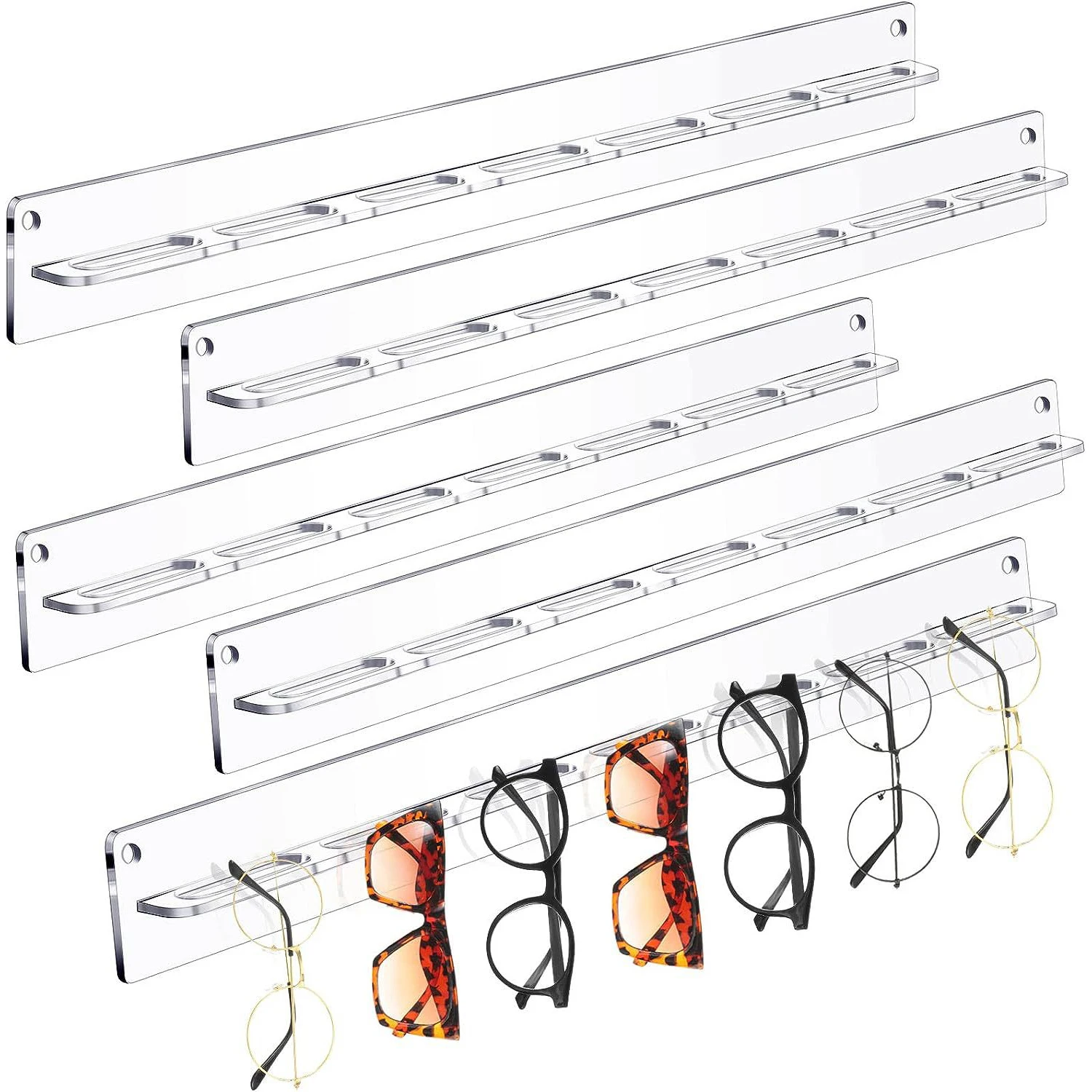 Wall-Mounted Acrylic Eyewear Display Shelf and Sunglasses Storage Rack