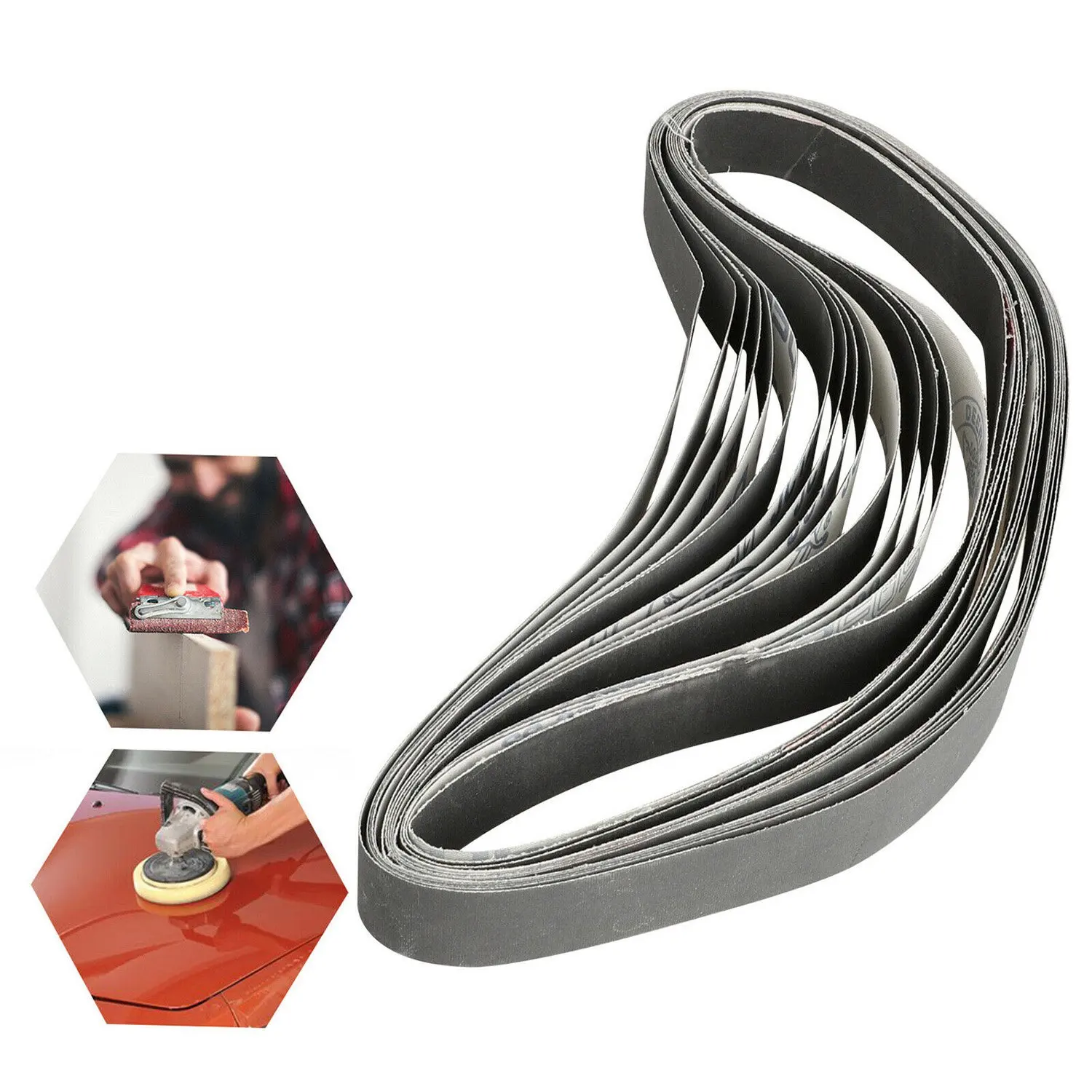 1 x 30 Inch Silicon Carbide Fine Grit Sanding Belts 400 600 800 1000 Grits 12Pcs
