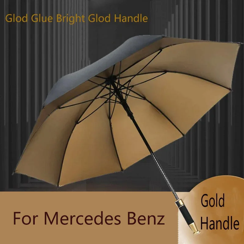 

Полностью автоматический зонт для Mercedes BenzLuxury с длинной ручкой, золотой клей, золотая ручка
