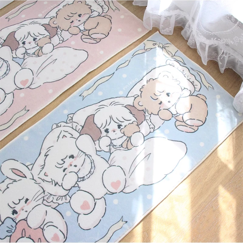 Cartoon Cute Girl Bedroom Bedside Carpet Animal Pattern Living Room Sofa Long Rug Kawaii Children's Floor Mat Plush Soft Mats IG 2