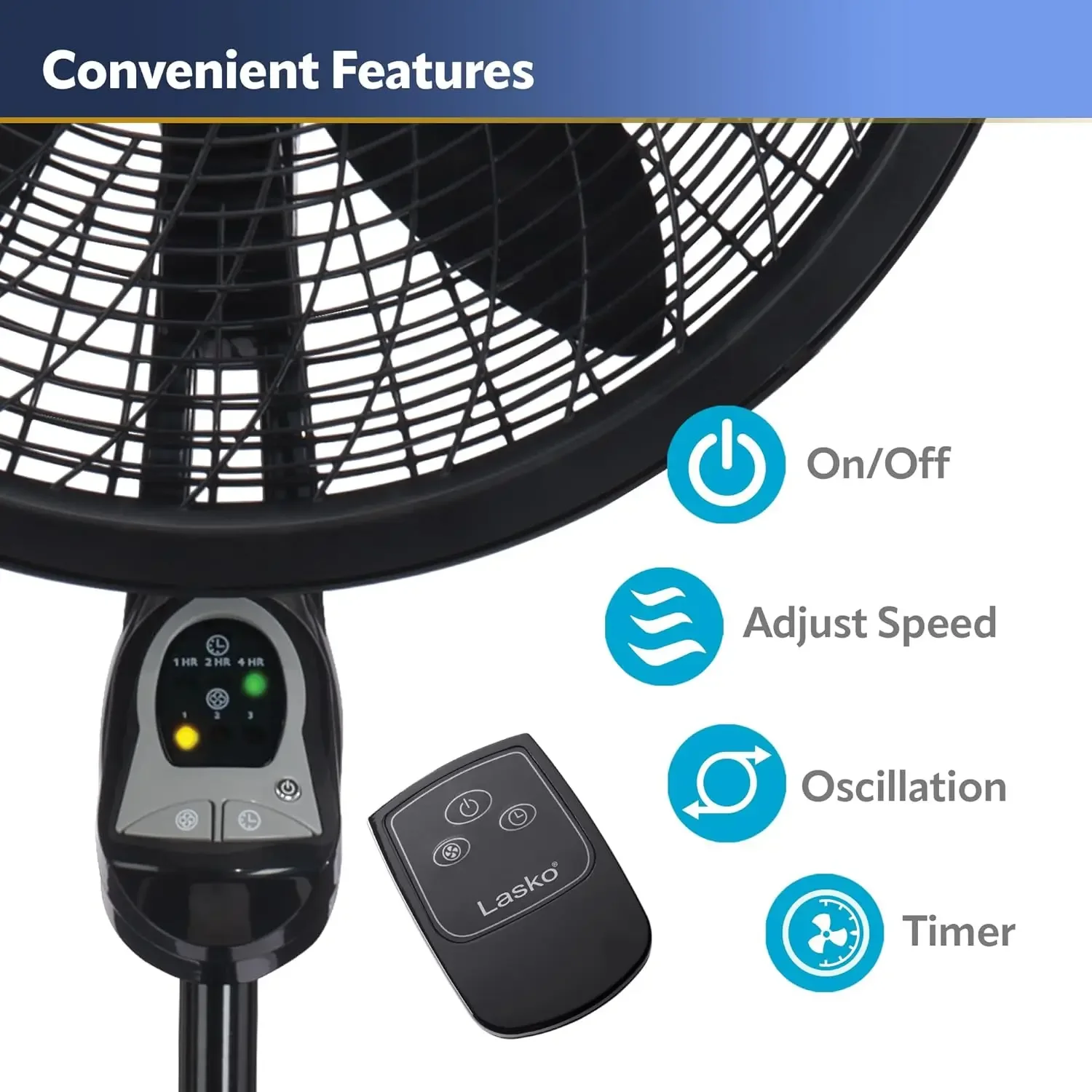 NEW Oscillating Cyclone Pedestal Fan, Adjustable Height, Timer, Remote Control, 3 Speeds, for Bedroom, Living Room Home Office 4
