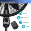 NEW Oscillating Cyclone Pedestal Fan, Adjustable Height, Timer, Remote Control, 3 Speeds, for Bedroom, Living Room Home Office 4