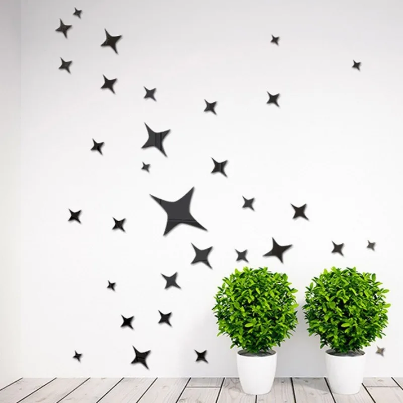3D Star Shape Mirror Effect Popular Home Decor Wall Art Decals Stickers Accessories Supply Home Fashion Decoration Removable