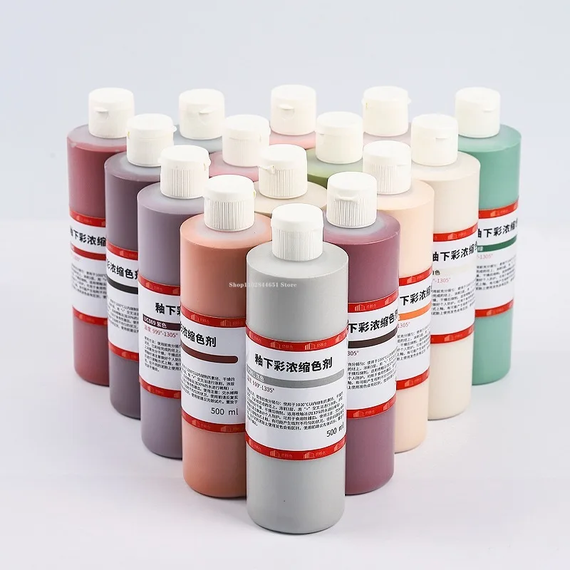 500ml Under Glaze Medium Temperature Concentrate Pigment Ceramic Glaze Pigment 999&deg;-1305&deg;DIY Pottery Painting Coloring Dye