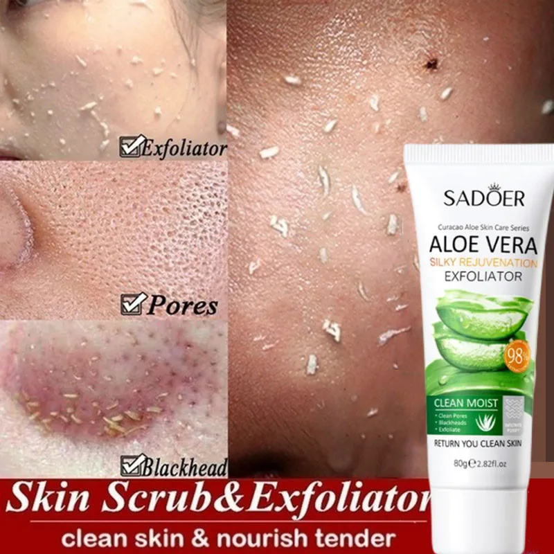 80g Aloe Dead Skin Removal Cream Natural Deep Exfoliator Scrub Cleansing Peeling Gel for Face & Body Smooth Whitening