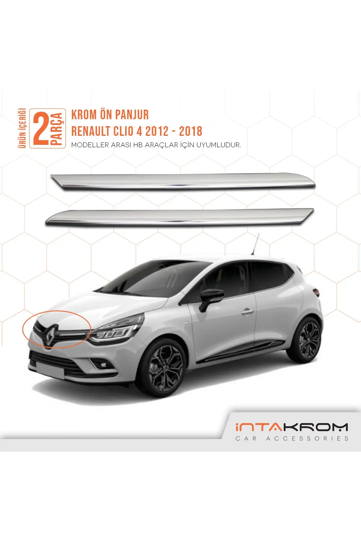 

Renault Clio 4 Chrome Front Grille 2 Pcs - 2012-2018