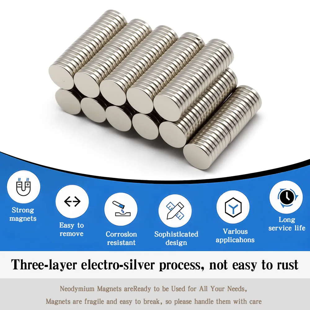 8 x 1,5 mm superstarker runder Magnet Neodym-Magnet NdfeB N35, starker Permanentmagnet imanes Kühlschrankmagnet – Detail 4
