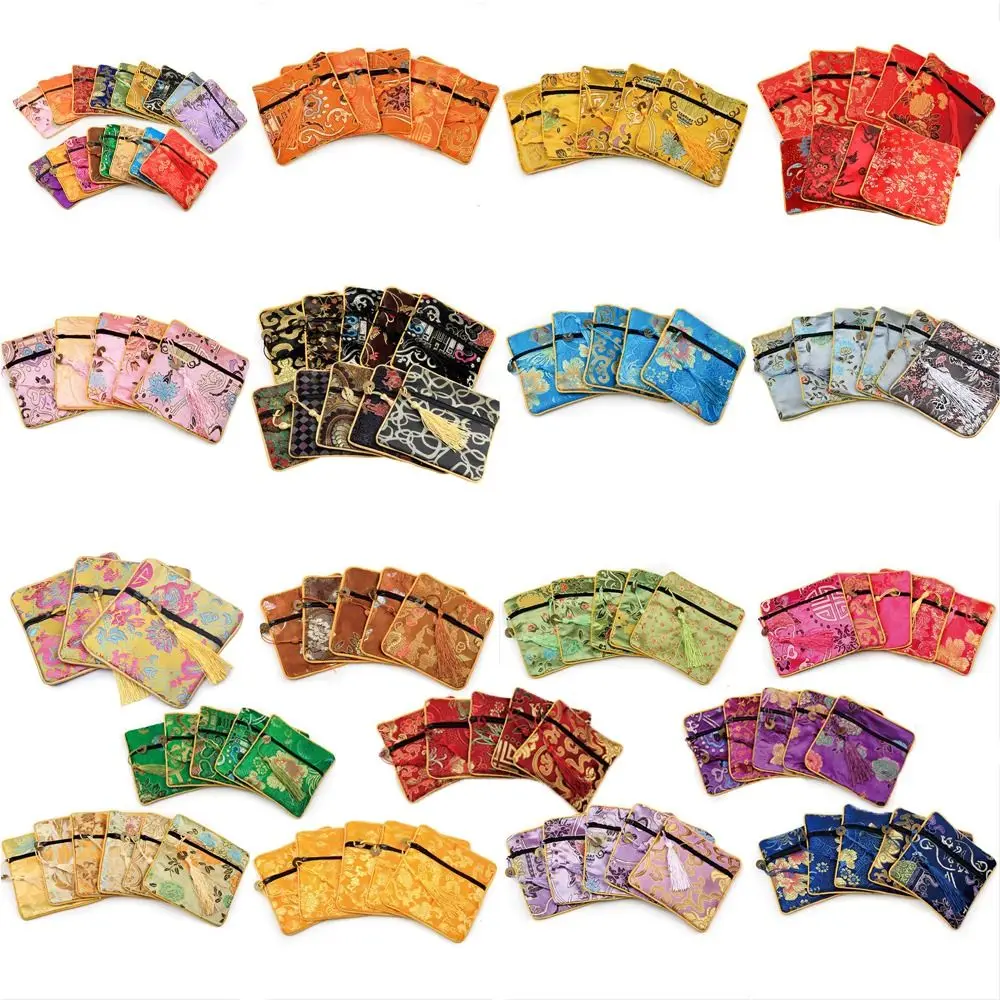 

Tassel Mini Embroidery Canvas Coin Purse Dragon Copper Cash Pendant Chinese Style Money Bag Small Handbag Card Holder