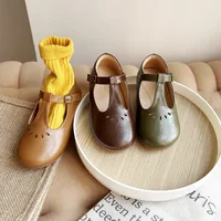 HoneyCherry New Girls Flats Soft Shoes Kids Children Princess T-strap Shoes Toddler Dress Ballet Baby Fashion Shoes 1