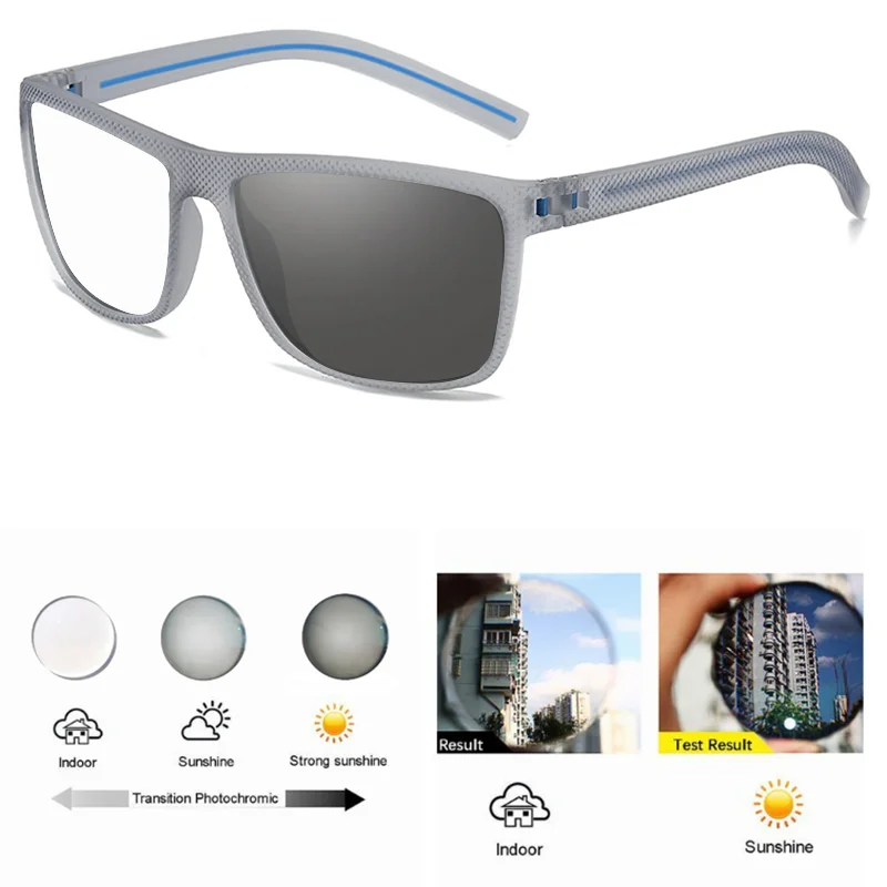 Men Prescription Glasses Square Photochromic Reading Glasses Finished Presbyopic Glasses Fashion Outdoor Discolored Readers - 3
