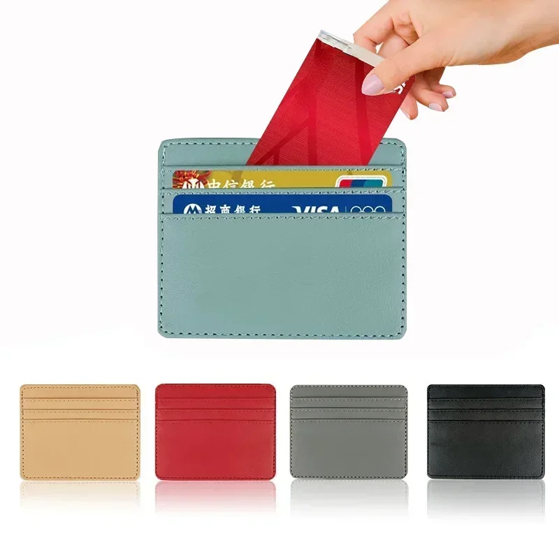 ID and Bank Card Holder Wallet Men and Women Business PU Leather Card Protector Case Coin Cards Cover Pouch Bag