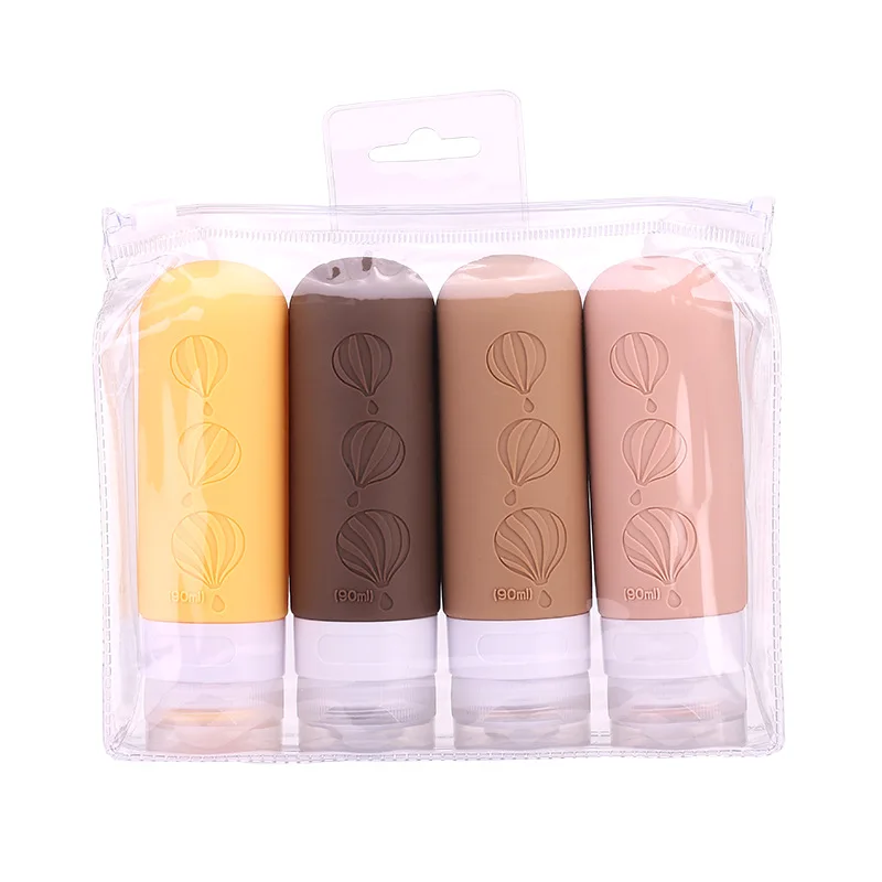 

100ml 4Pcs Silicone Travel Refillable Bottle Set Lotion Shower Gel Jars Shampoo Empty Containers Portable Tool