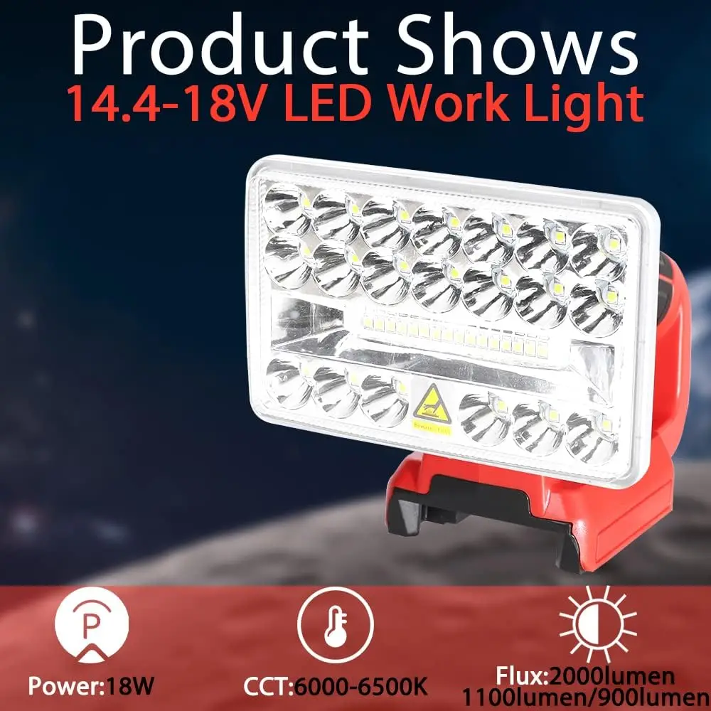 3/5/8 inch LED Lamp Work Light For Milwaukee 18V Li-ion Battery Electric Torch