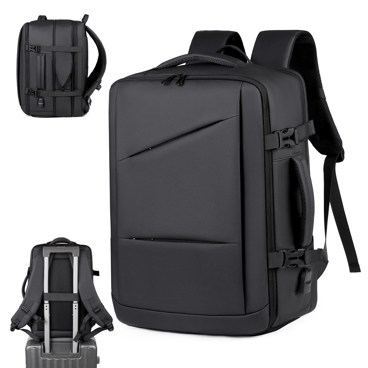 New Men's Backpack, Fashionable for Work and Commuting, Computer Business Backpack, Large Capacity for Business Trips, Boarding and Travel, Expandable Capacity