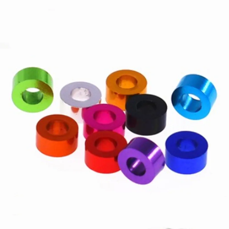 10pcs Colorful Aluminum Washer Bushing Gasket Spacer Sleeves, M3 Thickness 0.5mm-10mm, Non-Threaded Standoffs