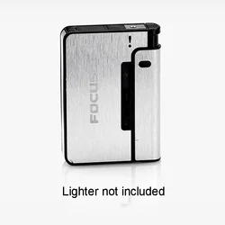 Sleek Metal Portable Automatic Cigarette Holder Box - Holds 8 King Size Cigarettes (Silver)
