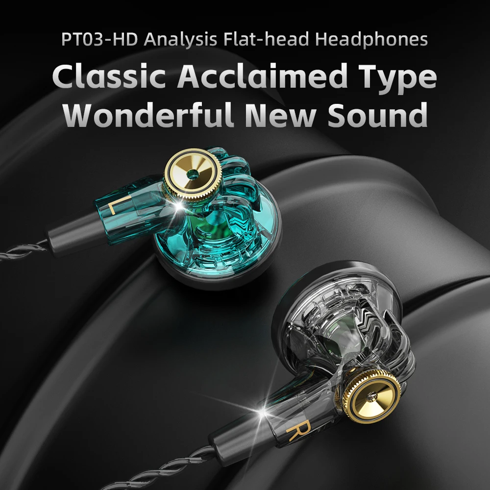 PT03 Type-C 3.5mm Wired Earphones HD Call Flat Headphones Sports Music Earbuds for Phone Tablet Laptop with Mic