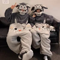 Kigurumi Unicorn Cat Onesie Winter Warm Sleepwear Women Men Pajamas Slipper Couple Pijamas Cartoon Hooded Nightwears Slipper - Image 2