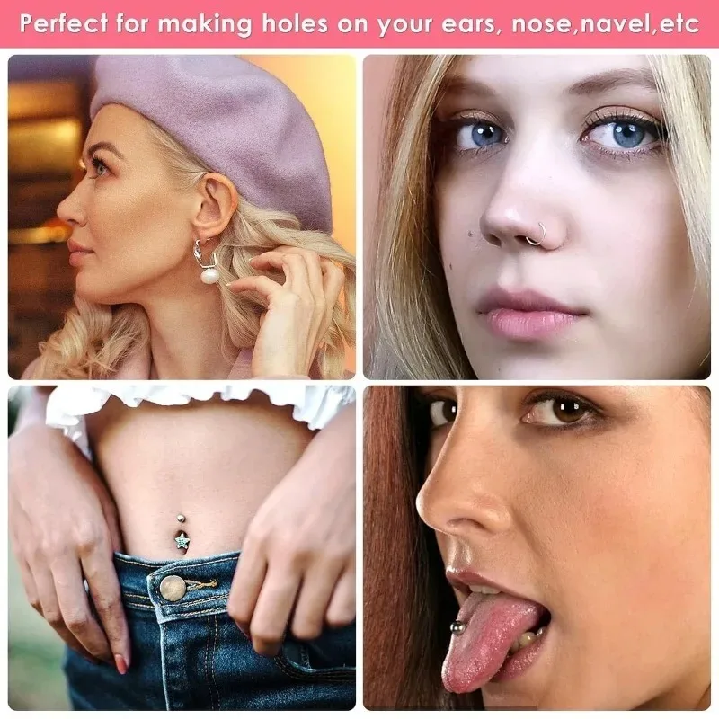 Sterile Ear Piercing Gun Set 98pcs Earrings Earplugs Earlobe Punching Machine Safty Nose Piercer Lips Tongue Perforation Tool